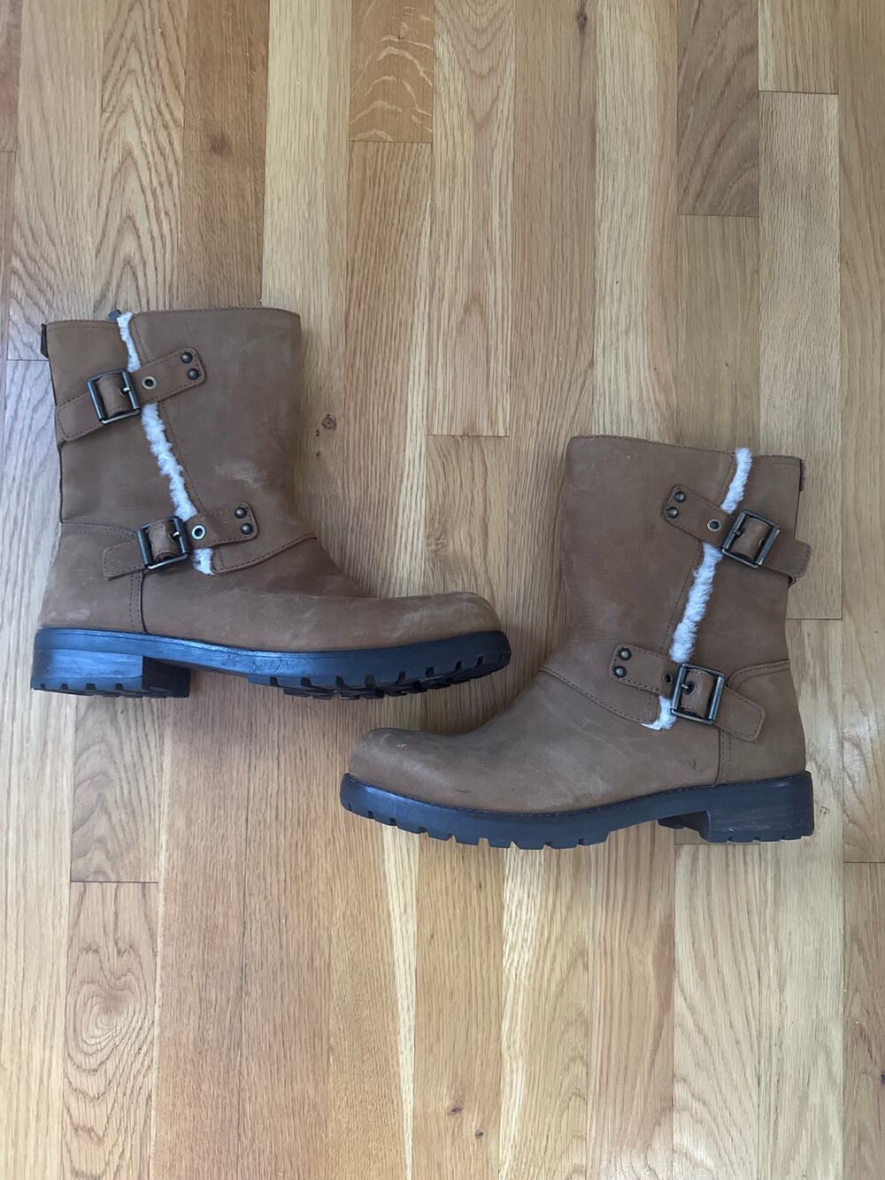 UGG Niels Boot In Water-resistant Chestnut Brien Leather. Size 11 Sherpa Lined